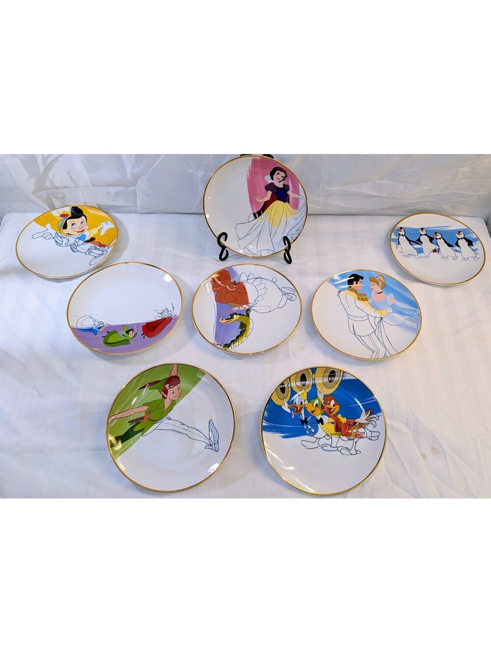Disney Parks Ink & Paint Ceramic Plates Set Of 8 Classic Animation Sketches